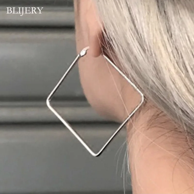 Круглые серьги BLIJERY женские модные крупные металлические сережки геометрической