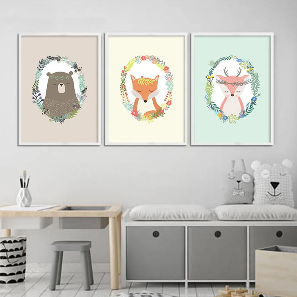 Woodland-Animal-Baby-Nursery-Wall-Art-Canvas-Posters-and-Prints-Cartoon-Painting-Nordic-Kids-Decoration-Pictures (1)