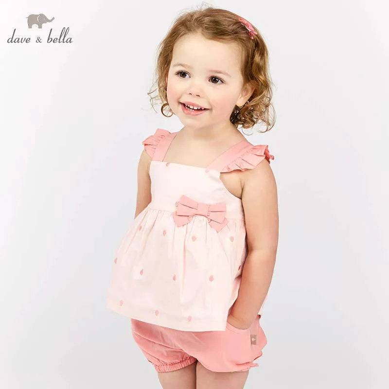 

Dave bella toddler girls summer print clothing children high quality clothes baby lovely suit kids clothing sets DBM7433