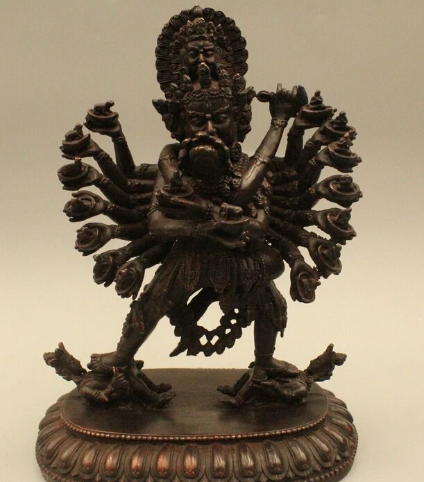

shitou 002321 12"Chinese Tibet Tibetan Buddhism Bronze Old Kalachakra Buddha Statue