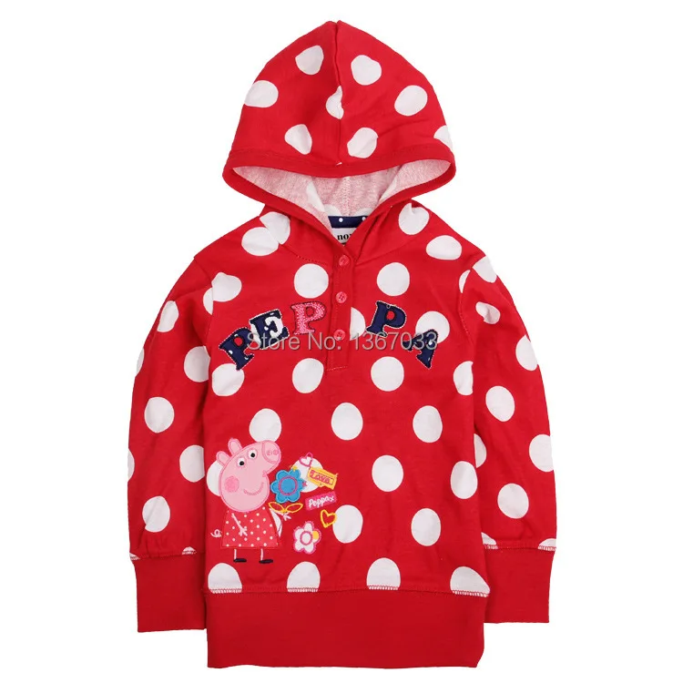 Nova F4490# Baby Girls Autumn Winter Warm Hoodies Beautiful Coats With Dot Printed Children Sweater Hooded Outwear Coat | Детская одежда