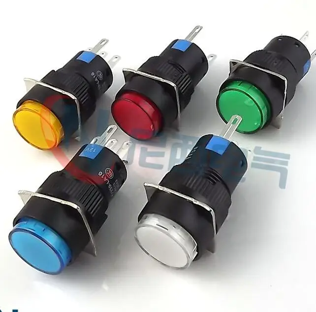 16mm LED Illuminated Push Button Switch Blue Green Red Yellow White
