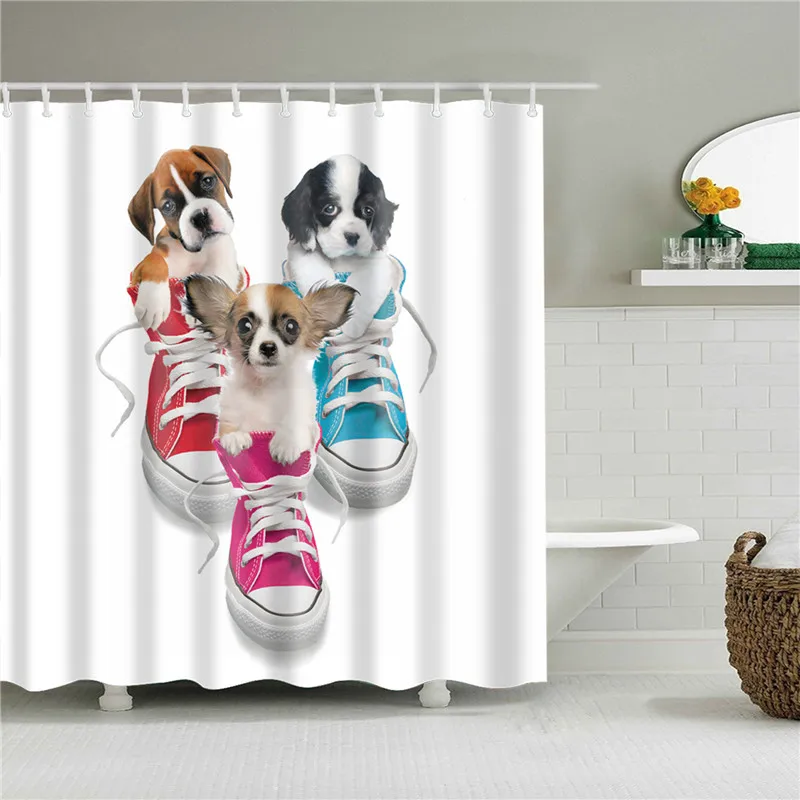 Занавески для душа с изображением животных, собак, для ванной комнаты, высокое качество, водонепроницаемые занавески для ванной, набор из полиэфирной ткани, декор для ванной