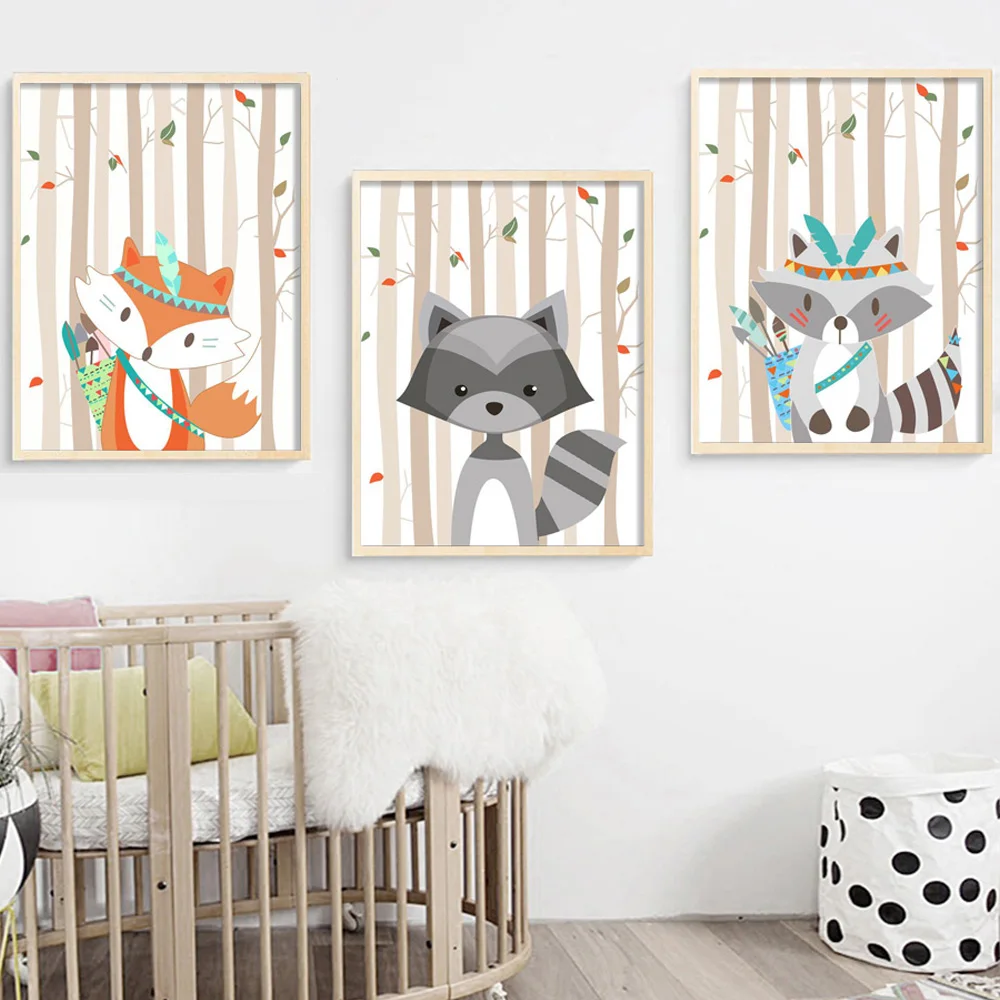 

Wild Animals Baby Room Wall Art Nordic Poster Fox Pictures For Living Room Canvas Painting Picture Print Home Decor Unframed