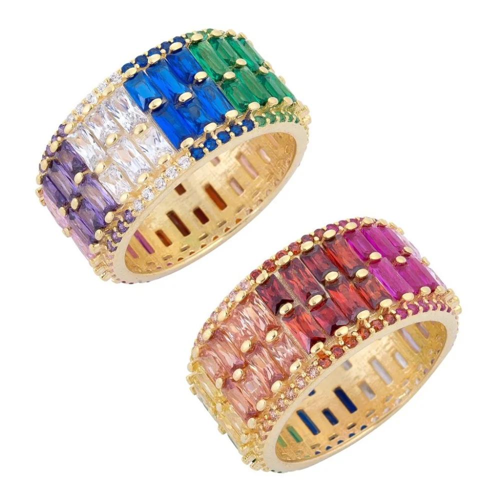 

luxury 2019 new arrived colored cz ring two raw cz eternity band engagement full finger gorgeous european rings