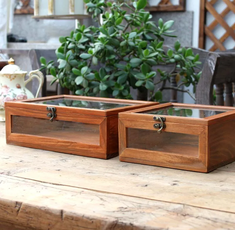 

2019 ZAKKA retro and glass box desk orgaizer home storage box