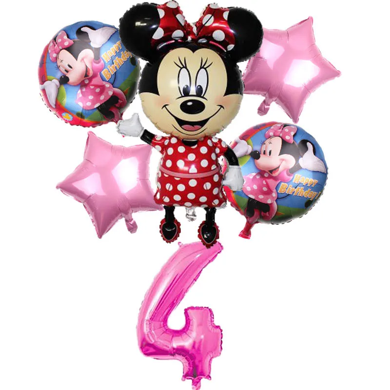 6 шт. 112 см Микки Минни Маус воздушный шар набор мультфильм фольги День Рождения шар Дети 30 дюймов количество украшения Классические игрушки подарок - Цвет: Многоцветный