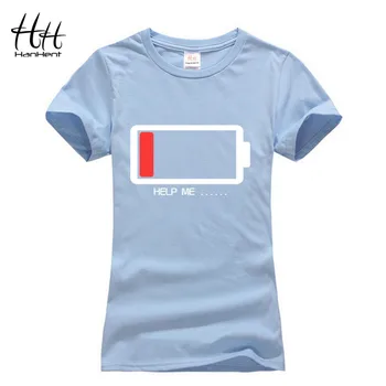 

HanHent women t shirt energy low help me tshirt female battery funny cotton tops 2017 summer girl 3d fashion casual tshirt