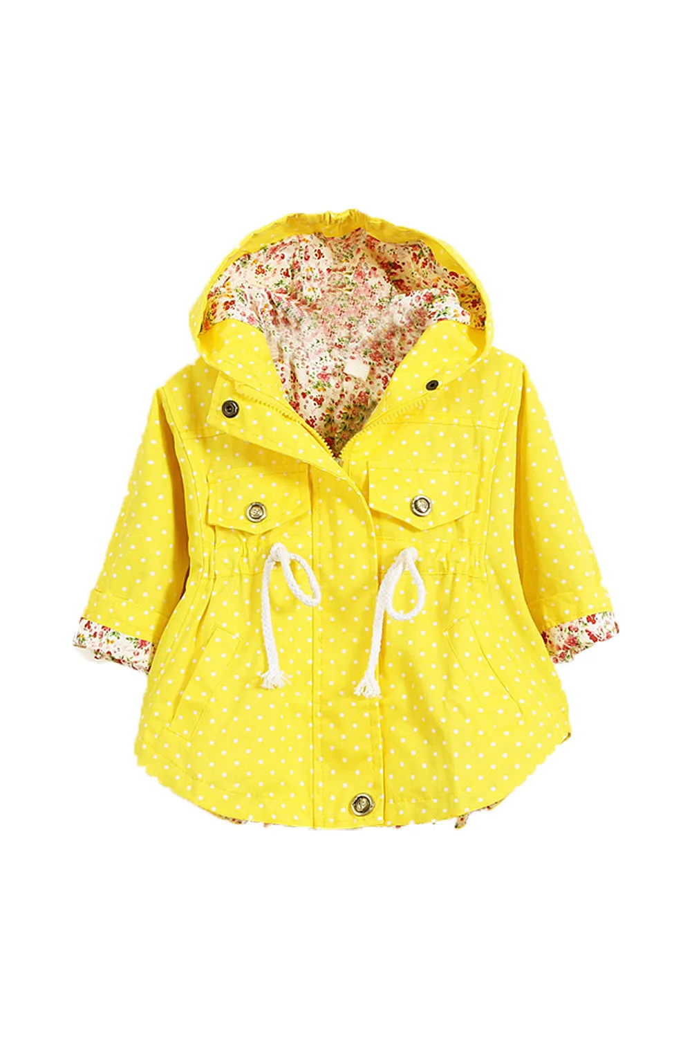 

2017 spring autumn girls jacket children's clothing girl trench coat dot printing kids jacket hooded girl coats and jackets
