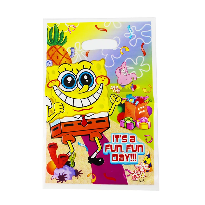 

Sponge Bob Theme Boy Girl Baby Happy Birthday Party Decoration Birthday Party Decorations Kids Loot Bag Gift Bag 20pcs/lot
