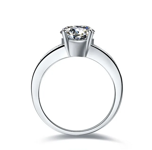 SOLID 14 К белого золота с 2ct diamond Обручение кольцо для Для женщин 14 К золотые украшения Полу смонтировать обручальное кольцо-ок Кольца
