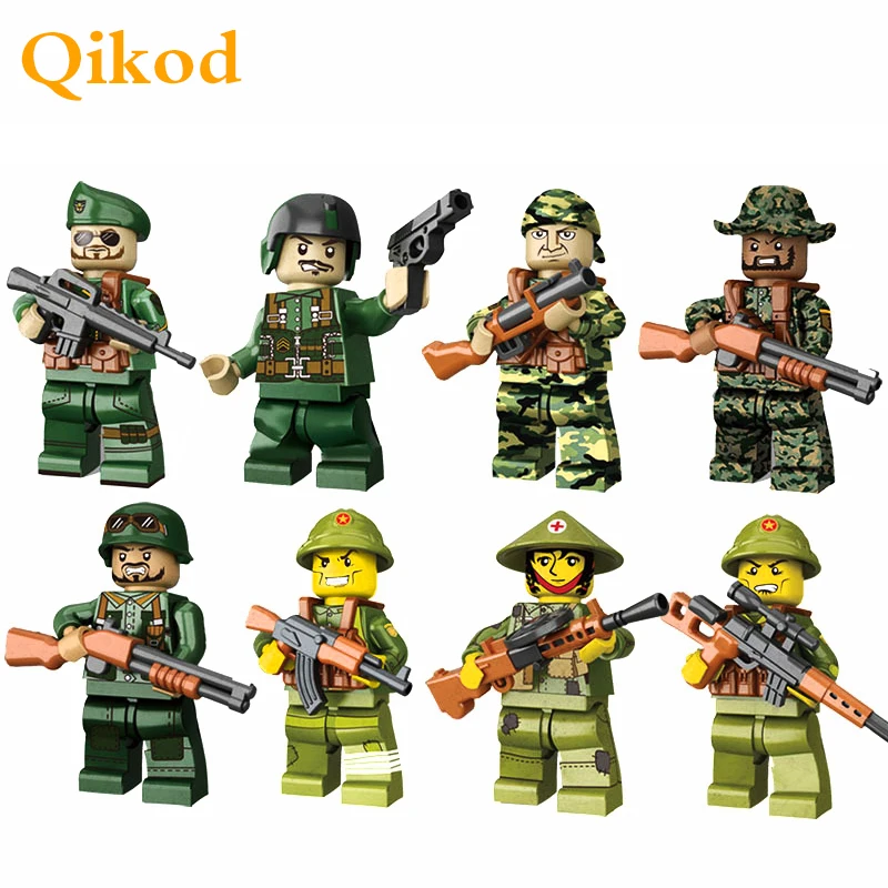 

4Pcs WW2 Russian Italy US Germans British Military Army Soldiers Building Blocks DIY Mini Brick Figures Compatible LegoING Toy