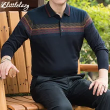 Брендовая Модная приталенная рубашка поло для фитнеса, Мужская рубашка поло с длинным рукавом, повседневные мужские рубашки поло в полоску, одежда 91371