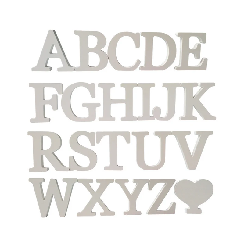 hot diy wall stickers 3d sticker wedding gift fashion decoration love White wood letters decorative Alphabet wall decor
