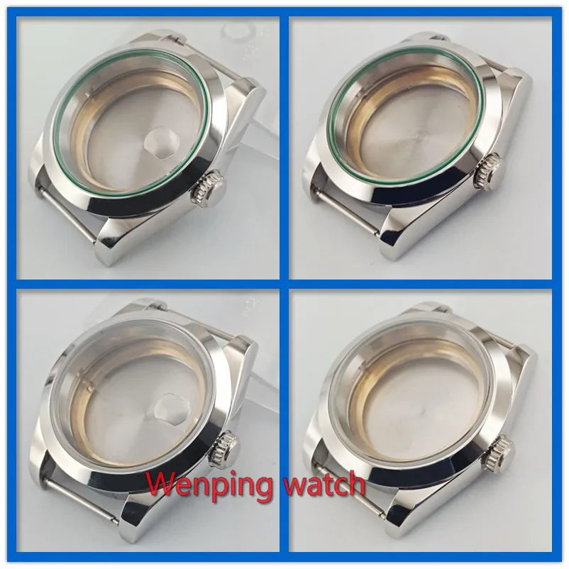 Vidro de Safira de Aço Sólida Verde Inoxidável Data Assista Case Fit Eta 2836 Miyota 8215 Movimento Automático 316l 40 mm