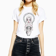 KMOGOER креативная женская футболка в стиле Харадзюку хлопковая панковская футболка с круглым вырезом для девочек Повседневная футболка с короткими рукавами и принтом уличная одежда