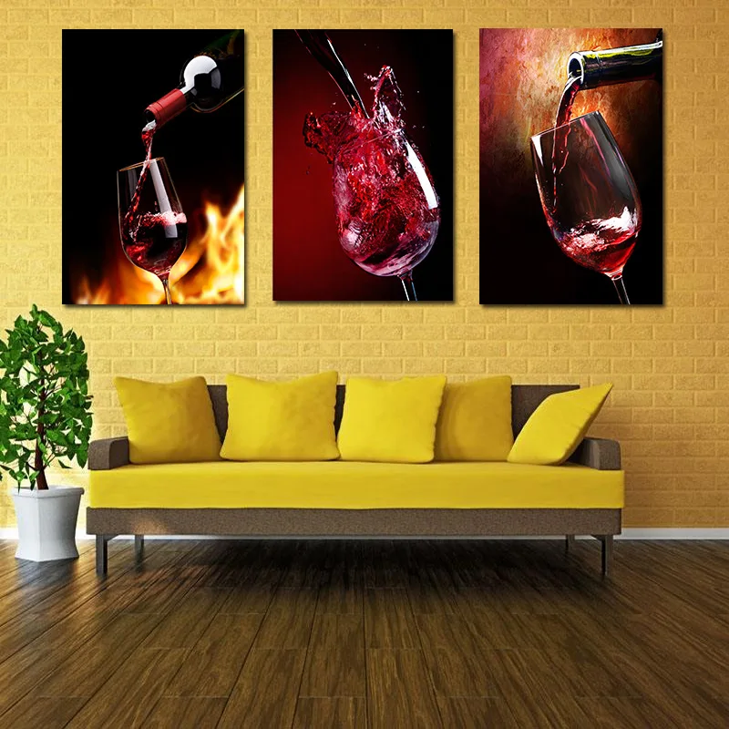 Living room dining room wine cellar frameless decorative mural triple ...