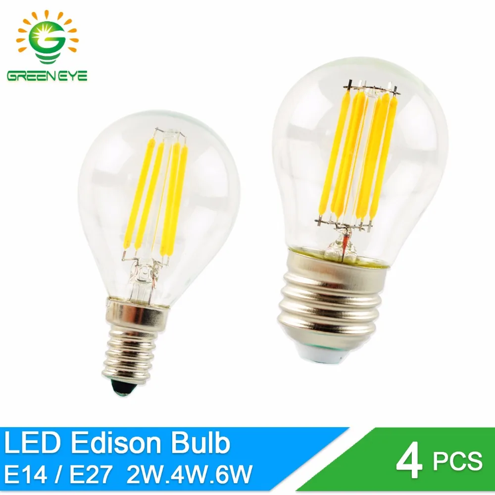 Светодиодная лампа накаливания GreenEye 4 шт./лот E27 E14 G45 AC 220 В 2 Вт 6 Вт|led bulb e27|led bulbbulb e27