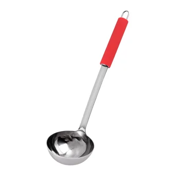 

1 pc Soup Spoon Silicone Long Handle Stainless Steel Kitchen Heat Resistant Hot Pot Scoop Cookware Cooking Ladle for Restaurant