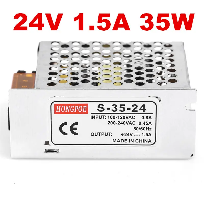

5PCS 24V 1.5A 35W Switching Power Supply Driver for LED Strip AC 100-240V Input to DC 24V free shipping
