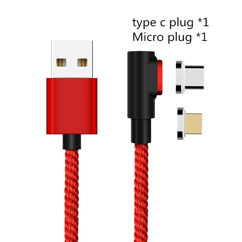 red type c micro SUNPHG 90 градусов Магнитный кабель l-линия Micro USB кабель type C USBC 3A кабель для быстрой зарядки Магнитный зарядный провод для iPhone samsung - Цвет: red type c micro
