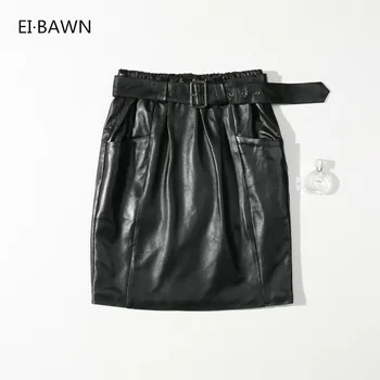 

2020 Autumn Winter Genuine Leather Skirts Women High Lambskin Waist Sexy&club Black Mini Skirts Ladies Real Sheepskin Sexy Skirt