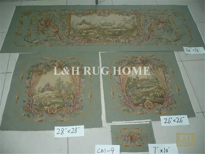 Французский Aubusson ручной шелк диван и стул Обложка Установить 1:4 с оружием, aubusson Шелковый диван крышка набор