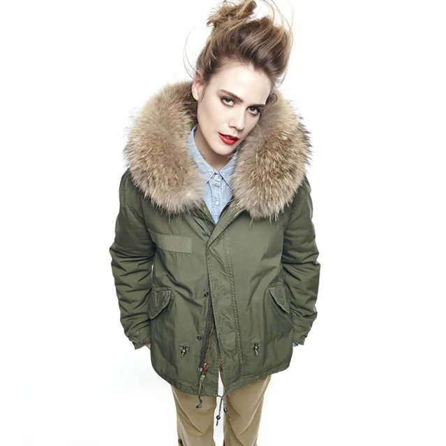 Cheap Winter Jacket Women Real Large Raccoon Fur Collar Hooded Warm Down Jacket Parka Fur Lining Womens Winter Coats And Jackets HY210