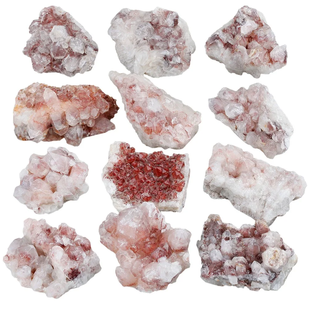 

TUMBEELLUWA 1Pc Natural Orange Red River Quartz Crystal Cluster Geode Druzy Specimen