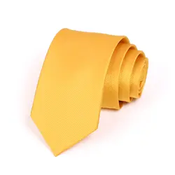 Марка Галстуки для Для мужчин одноцветное желтый полосатый 2.75 дюймов Gravata профессии работы corbatas Повседневное галстук высокое качество Для