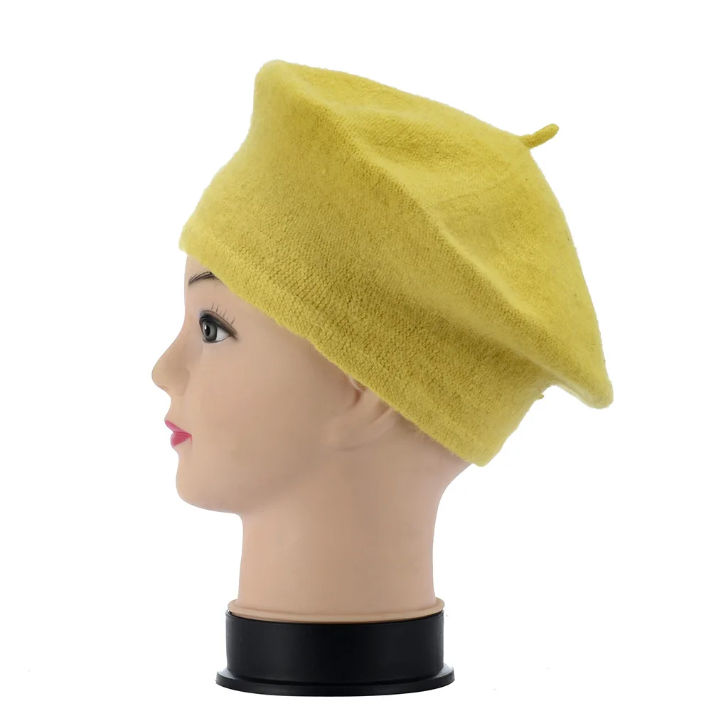 Женская теплая вязаная крючком шапка, мягкий сутулящийся берет, шапочка, шапки, новинка HATBD0002 - Цвет: Yellow
