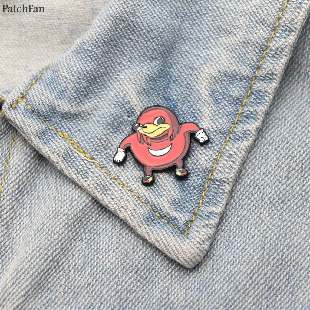 Patchfan Ugandan Knuckles Meme броши для мужчин и женщин цинковые булавки мультфильм милые знаки отличия рубашка одежда сумка Декоративные значки A0992