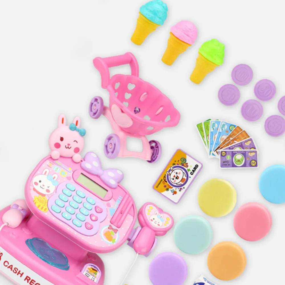 Милые детские ролевые и игрушки, имитация супермаркета кассовый аппарат наборы с тележкой для покупок
