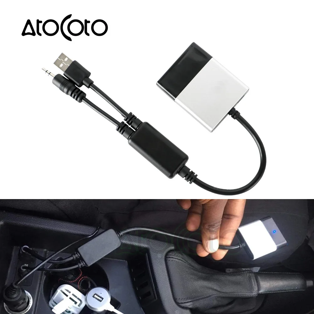 

AtoCoto Bluetooth Car Kit Module Receiver 3.5MM AUX USB Interface Y Cable Adapter for BMW Mini Cooper A2DP for iPhone Audio In