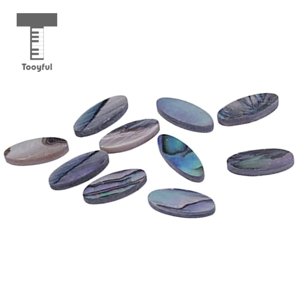 Tooyful Finest 10PCS DIY Shell Oval Fretboard Fret Key Inlays Buttons Maker Dots for Mandolin Guitar Accessory