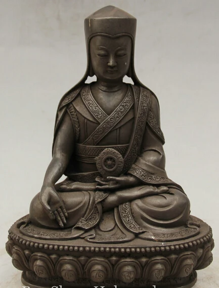 АА 003006 9 тибетская черная бронза буддизм Rinpoche Seat Guru Lama статуя Будды | Дом и сад