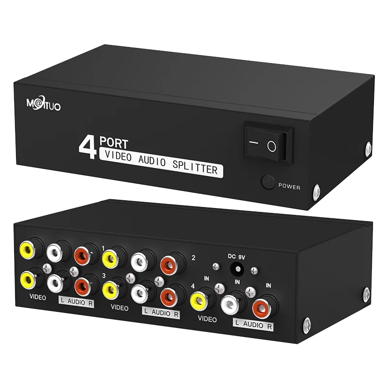 MT VIKI AV spitter RCA аудио и видео сплиттер 1 в 4 из HDTV Projektor звук играть то же время mit power