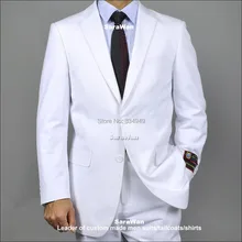 Изготовленный на заказ смокинг для жениха Terno Para Noivo, белые костюмы на заказ, 2 кнопки зазубренный карман с клапаном, сделанные на заказ свадебные костюмы для мужчин