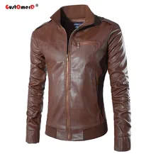GustOmerD Stehkragen Epaulet Lederjacke Männer Slim Fit Einfarbig Männliche Jacke Mode Marke Casual Herren Jacken