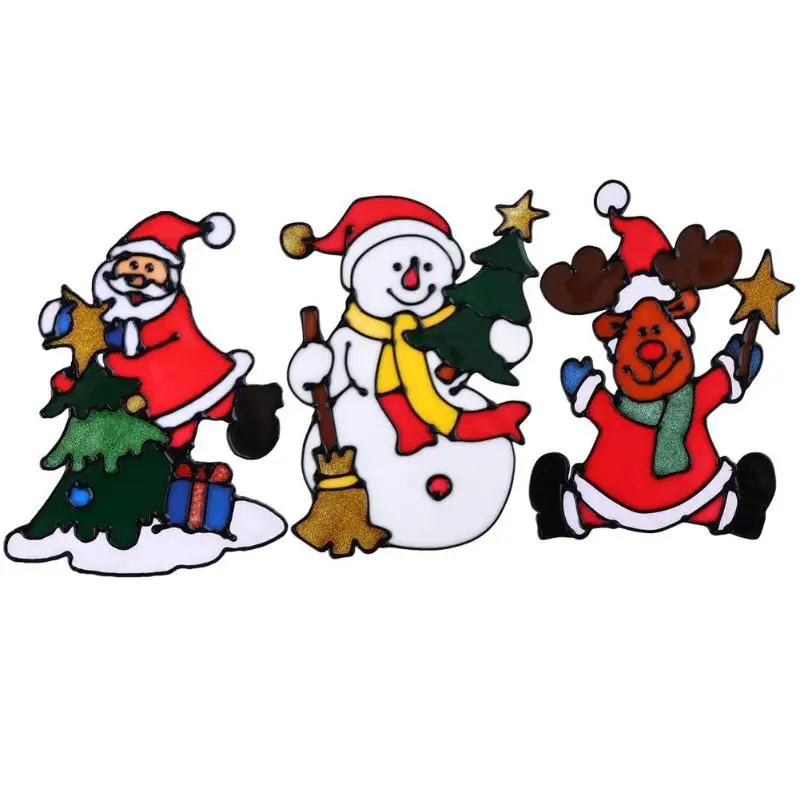 

Silicone Glass Stickers Large Window Glass Door Stickers Christmas Decor Wall Pasted Xmas Ornaments Decor