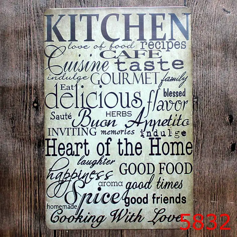 30X20CM Kitchen Letter Vintage Home Decor Tin Sign for Wall Decor Metal