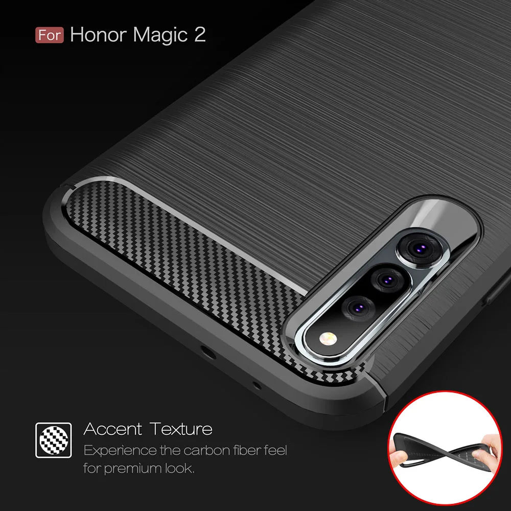 

Carbon Fiber Coque Cover 6.39For Huawei Honor Magic 2 Case For Huawei Honor Magic 2 Magic2 3D Phone Back Coque Cover Case