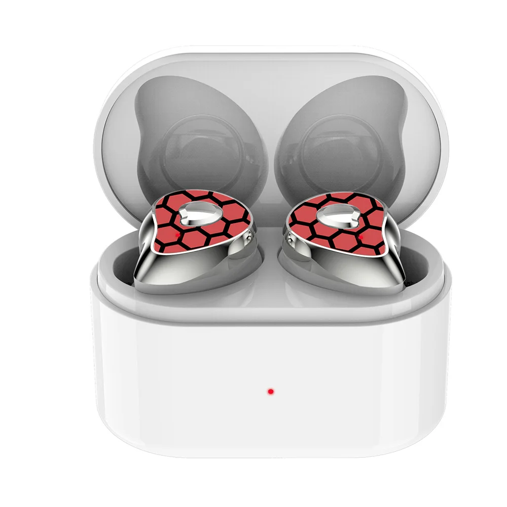 Honeycomb red Bluetooth наушники TWS Half-in-ear беспроводные наушники бинауральные наушники с зарядным устройством спортивные наушники для airpods смартфон - Цвет: Honeycomb red