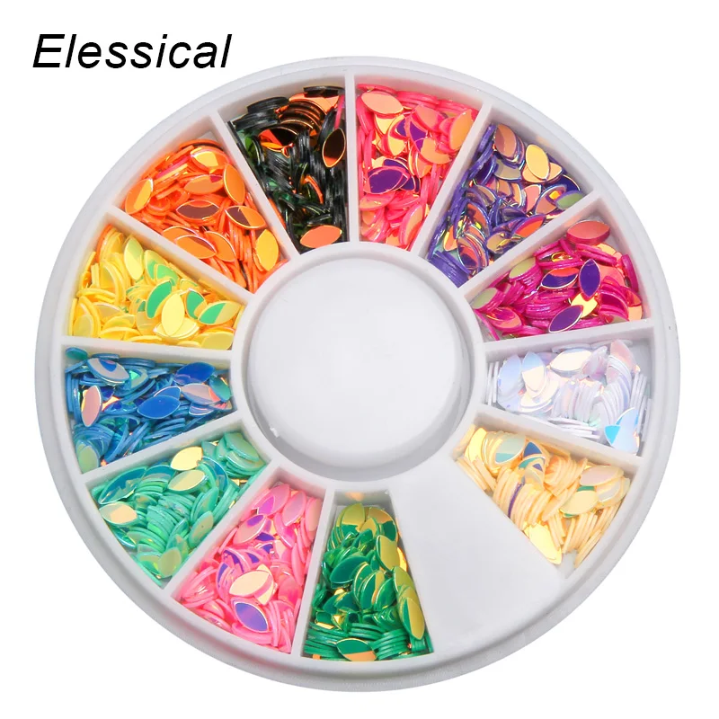 

Elessical 1 Box Mermaid Nail Glitter Sequins Colorful Horse Eye Design 3D Nail Art Decorations Wheel Women Manicure Tools WY160