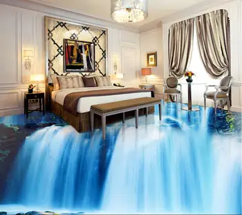 

3D floor sticker custom creative 3d floor waterfall non-slip waterproof self adhesive for floor tiles
