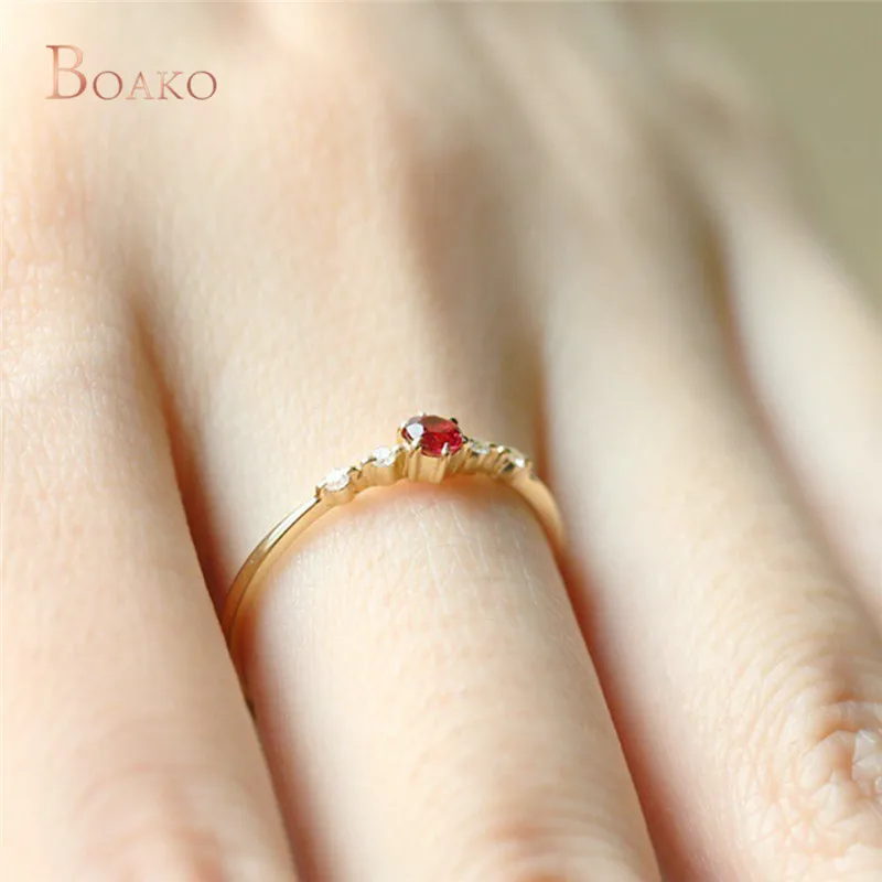 Exquisite Red Crystal Rhinestone Rings for Women Cubic Zirconia Gold Wedding Engagement Rings Anillos Mujer Jewelry 2018 Z4