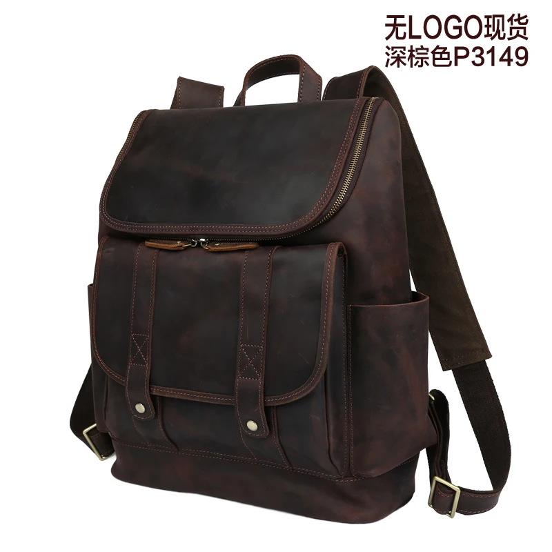 Männlichen Casual Tasche Horse 1 Zoll Rucksack Umhängetaschen Rucksäcke Daypacks Leder Männer Laptoptasche 14 Crazy Reise ZB7W1wXqX