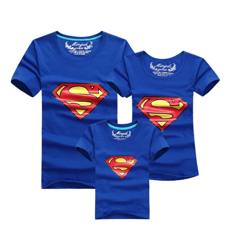 

1psc Fashion Superman Family Matching Outfits T-shirt 11 Colors Clothes For matching family clothes mother father daughter son