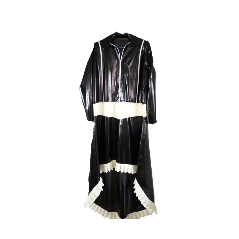 

New 100% Latex Rubber Fashion Unisex Black and White Uniform Latex Cool 0.4mm Size XXS-XXL