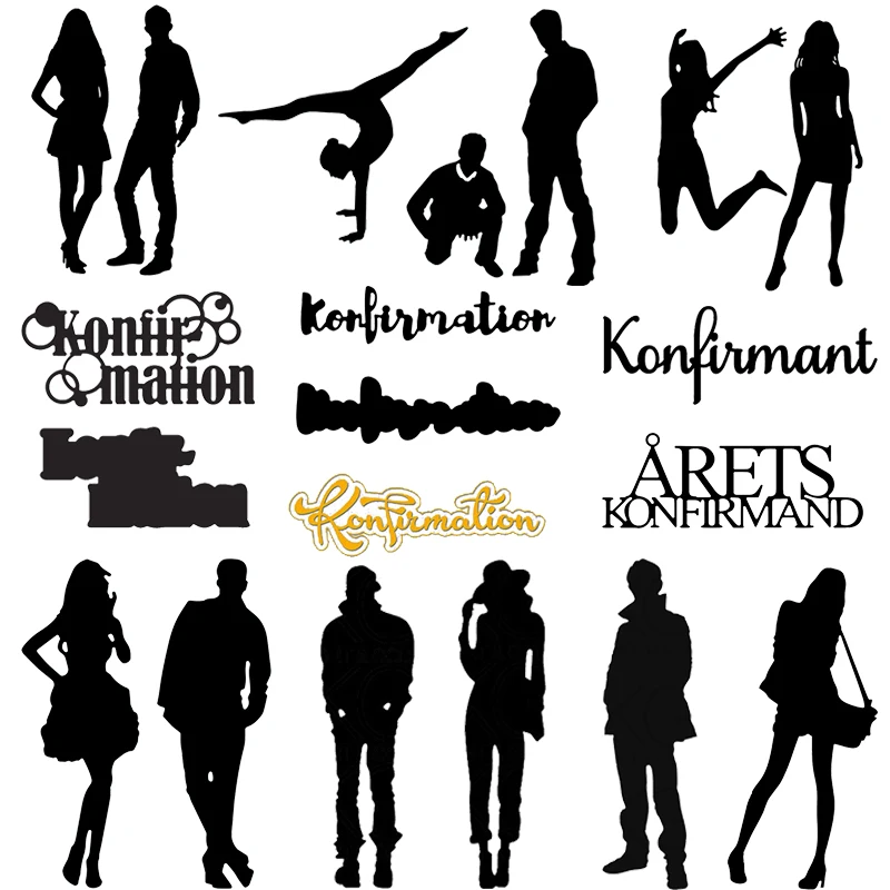 

Fashion Silhouette & Words Metal Cutting Dies Stencil For DIY Scrapbooking Decorative Embossing Paper Craft Die Cutting Template